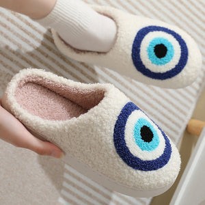 Blue Evil Eye Cozy Slippers