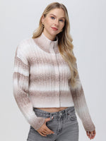 Load image into Gallery viewer, Sequin Ombre Shoulder Pad Cardigan in Light Taupe
