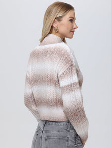 Sequin Ombre Shoulder Pad Cardigan in Light Taupe