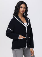 Load image into Gallery viewer, Boucle Whip Stitch Coatigan w/Scarf in Black Multi
