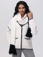 Load image into Gallery viewer, Boucle Whip Stitch Coatigan w/Scarf in Sea Salt Multi
