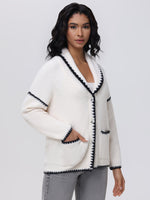 Load image into Gallery viewer, Boucle Whip Stitch Coatigan w/Scarf in Sea Salt Multi
