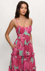 Load image into Gallery viewer, Caletta Sleeveless Multi Tiered Maxi Dress in Fuchsia
