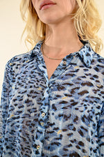 Load image into Gallery viewer, Animal Print Blouse in Blue Paula
