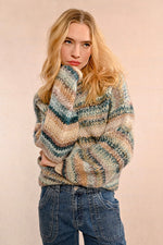 Load image into Gallery viewer, Chunky Space Dye Knit Sweater in Duck Blue
