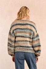 Load image into Gallery viewer, Chunky Space Dye Knit Sweater in Duck Blue
