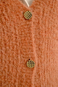 Fuzzy Knit Cardigan Sweater in Terracotta