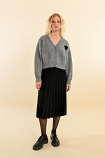 Load image into Gallery viewer, Cropped Heart Cardigan in Grey
