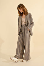 Load image into Gallery viewer, Herringbone Wide Leg Pants in Beige
