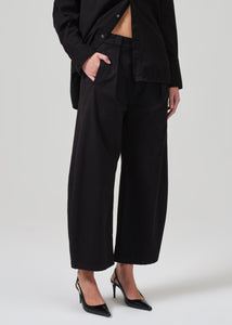 Cara Cropped Pleated Trouser in Stretch Twill