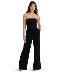 Swanilda Velvet Jumpsuit in Black