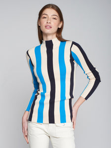 Canale Striped Sweater in Ecru, Blue, and Navy