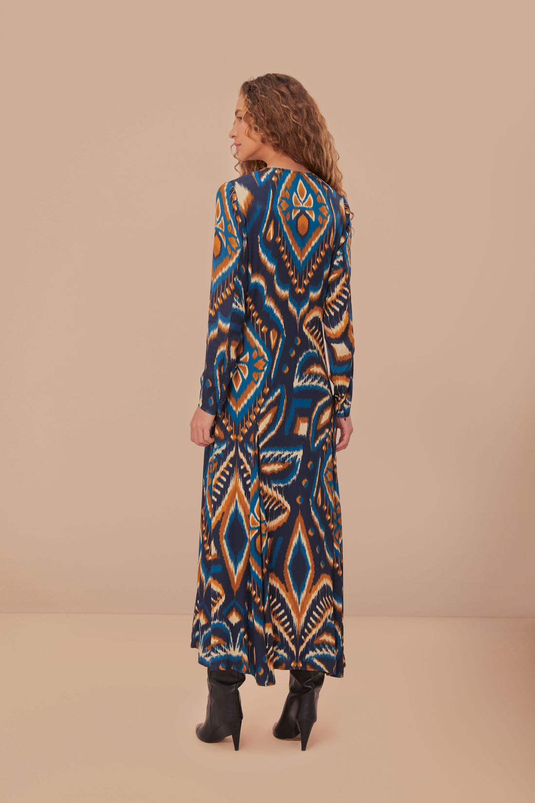 Pineapple Ikat Maxi Dress in Blue