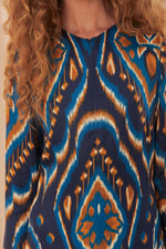 Load image into Gallery viewer, Pineapple Ikat Maxi Dress in Blue
