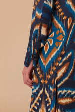 Load image into Gallery viewer, Pineapple Ikat Maxi Dress in Blue
