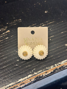 Medium Lamp Button Earring in Ivory