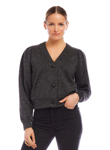 Madeline Cardigan in Black with Silver