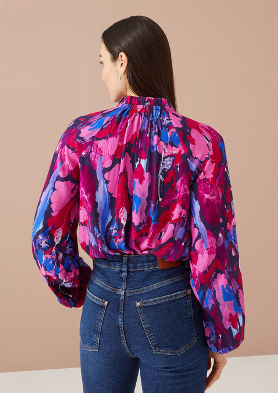 Ashley Top in Magenta Paint Burst