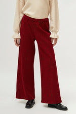 Load image into Gallery viewer, Jacquard Polka Print Trouser in Red
