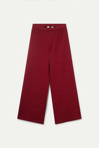 Jacquard Polka Print Trouser in Red