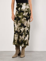 Load image into Gallery viewer, Paintbrush Floral Slip Skirt in Olive
