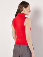 Load image into Gallery viewer, Jersey Roll Neck Tank Top in Red
