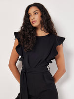 Load image into Gallery viewer, Ruffle Sleeve Jumpsuit in Black
