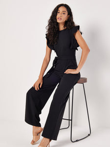 Ruffle Sleeve Jumpsuit in Black