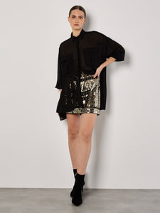 Sequin Mini Skirt in Gold