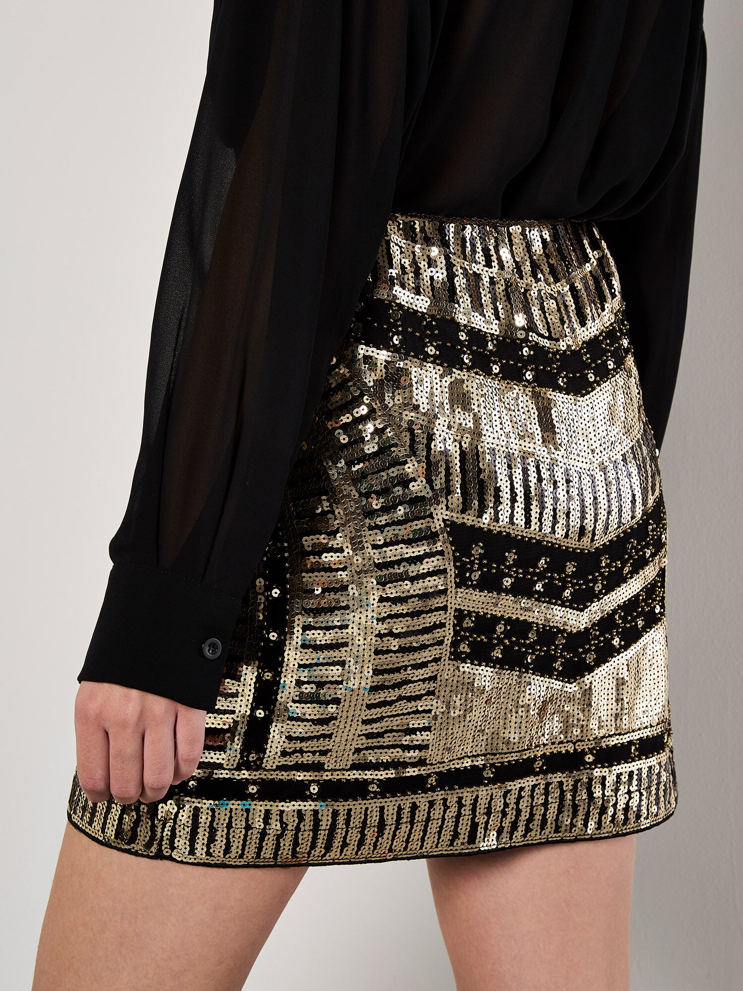 Sequin Mini Skirt in Gold