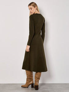 Longsleeve Knit Maxi Dress in Olive