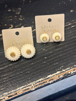 Load image into Gallery viewer, Small Lamp Button Earring in Ivory
