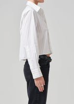 Load image into Gallery viewer, Fino Cropped Shirt In Clove Stripe
