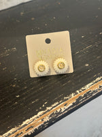 Load image into Gallery viewer, Small Lamp Button Earring in Ivory
