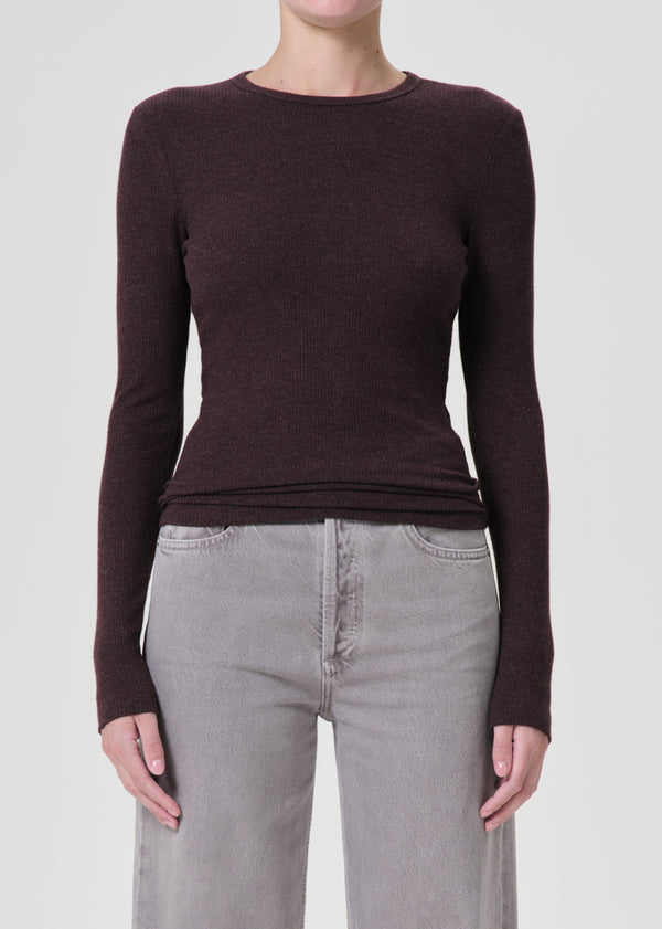 Delphi Slim Tee in Raisin