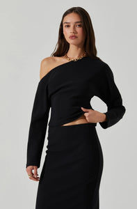 Kana Off Shoulder Asymmetric Top in Black