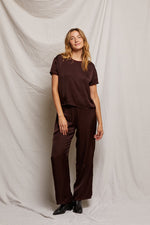 Load image into Gallery viewer, Delphine Satin Tee in Blackberry
