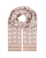 Load image into Gallery viewer, Heart Scarf with Stripe Trim in Taupe
