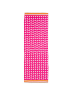 Heart Scarf with Stripe Trim in Fuschia