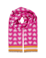 Load image into Gallery viewer, Heart Scarf with Stripe Trim in Fuschia
