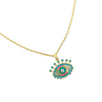 Load image into Gallery viewer, Enamel &amp; CZ Eye Necklace in Gold
