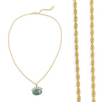 Load image into Gallery viewer, Enamel &amp; CZ Eye Necklace in Gold
