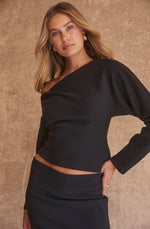 Load image into Gallery viewer, Kana Off Shoulder Asymmetric Top in Black
