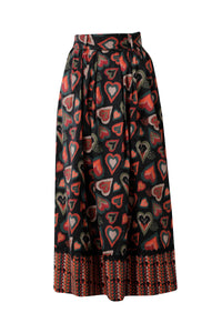 Maya Heart Print Skirt in Black