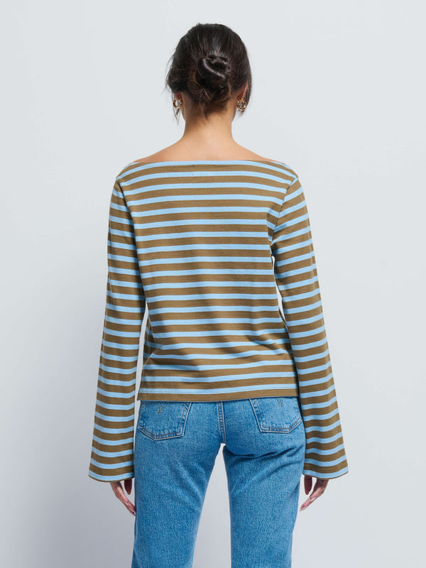 Bryce Striped Boat Neck in Capers Prato Stripe