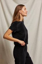 Load image into Gallery viewer, Clara Velour Baby Tee in True Black
