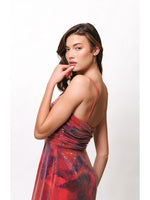 Load image into Gallery viewer, Tylia Ruched Maxi Dress in Grenadine Painters Canvas
