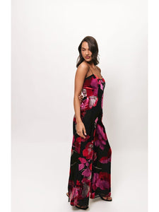 Nalini Jumpsuit in Black Romantic Watercolor Floral