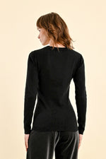 Load image into Gallery viewer, Mock Neck Long Sleeve Knit Sweater in Black
