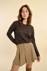 Sparkle Crew Neck Sweater in Chocolate